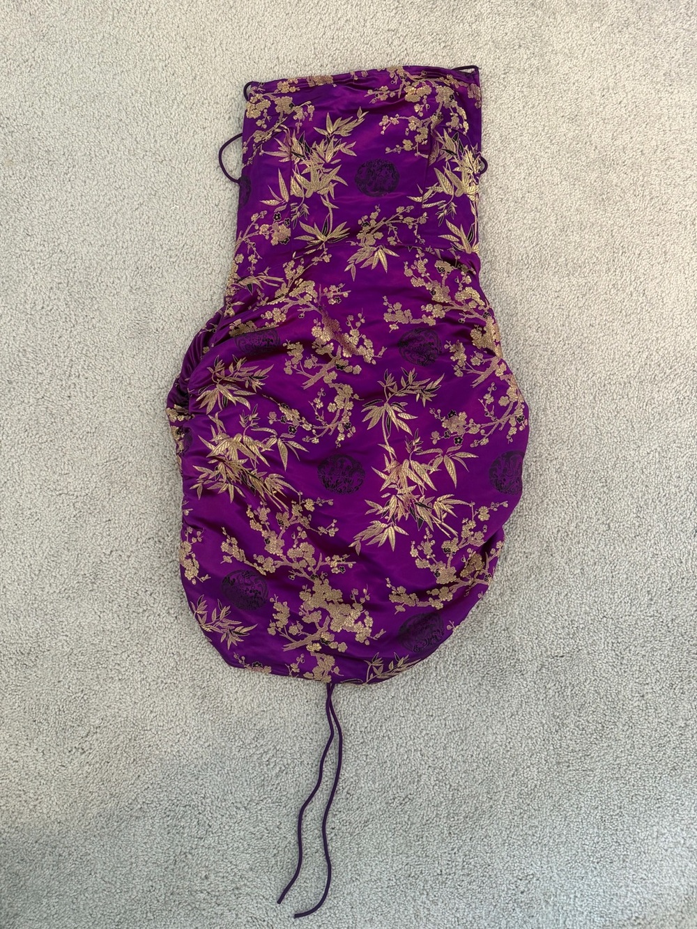 PrettyLittleThing Purple Mini Dress with Gold Floral Print